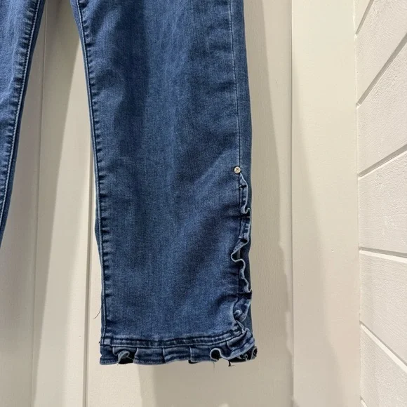 Soft Surroundings Women’s Arabella Crop Ruffle Hem Rhinestone Jeans - Picture 3 of 7